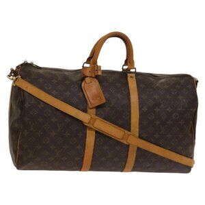 LOUIS VUITTON Monogram Keepall Bandouliere 55 Boston Bag